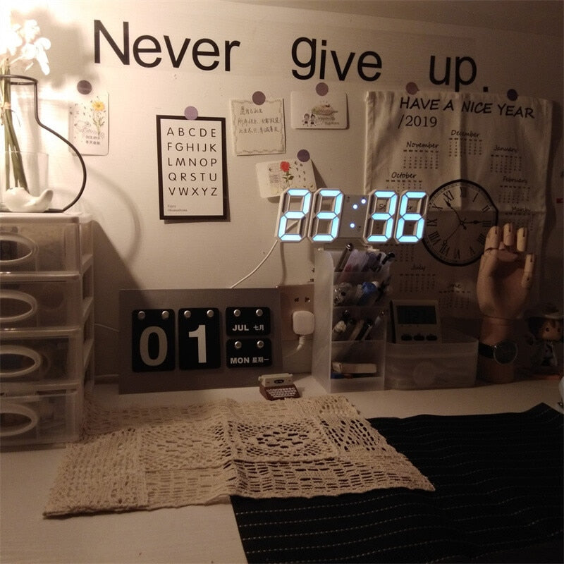 3D LED Digital Clock Wall